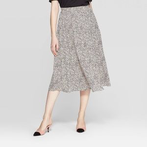 Who What Wear Leopard Print Pleated A Line Skirt